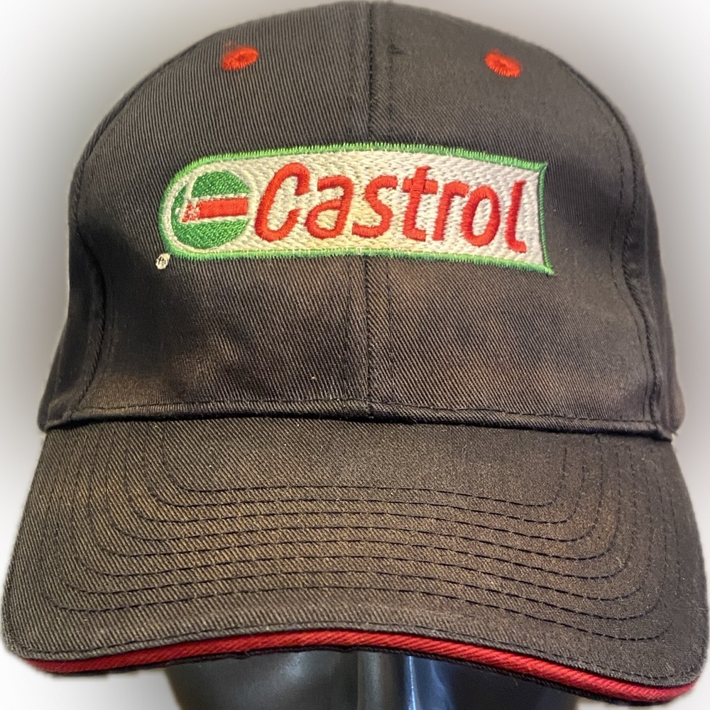 Castrol Adjustable Hat Automotive Oil Racing Black With Red Accents